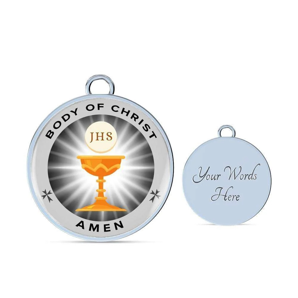 Body Of Christ Communion Personalized Engraved Silver Circle Bangle Bracelet